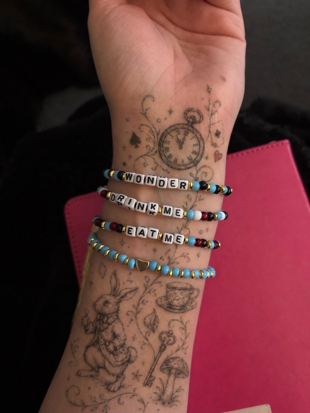 Alice in Wonderland Inspired Bracelet Stack Set 8”